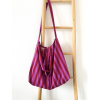 Mombag - dubbele wagen roze strepen