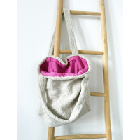 Mombag teddy beige - roze