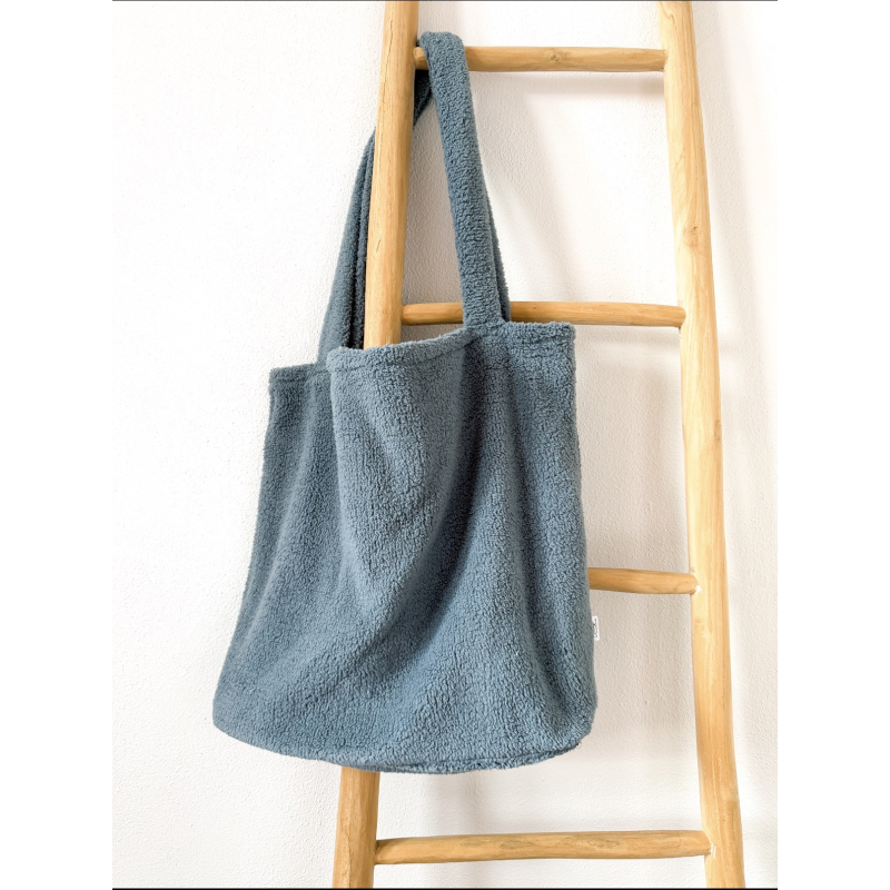 Mombag - teddy blauw